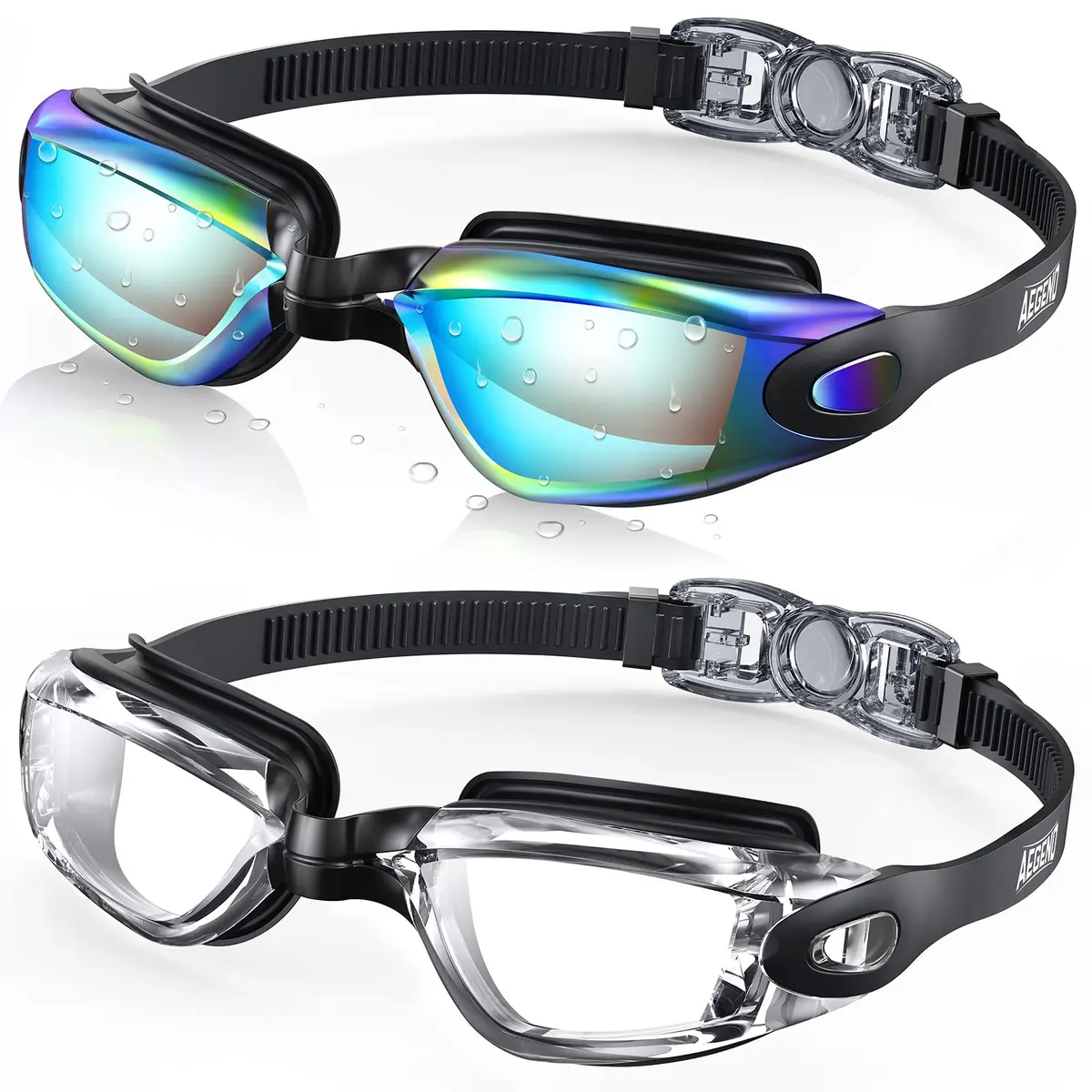 Aegend Clear 2 Pack Swimming Goggles | Anti-Fog UV Protection Wide Vision - main product image