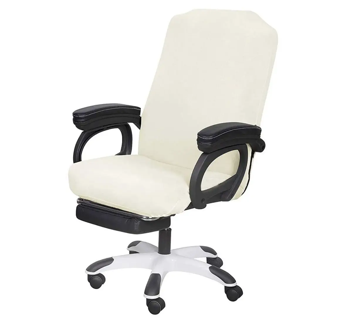 SARAFLORA Medium Ivory Office Chair Cover | Stretch Fit, Removable, Washable Protector (1 Piece) - main product image