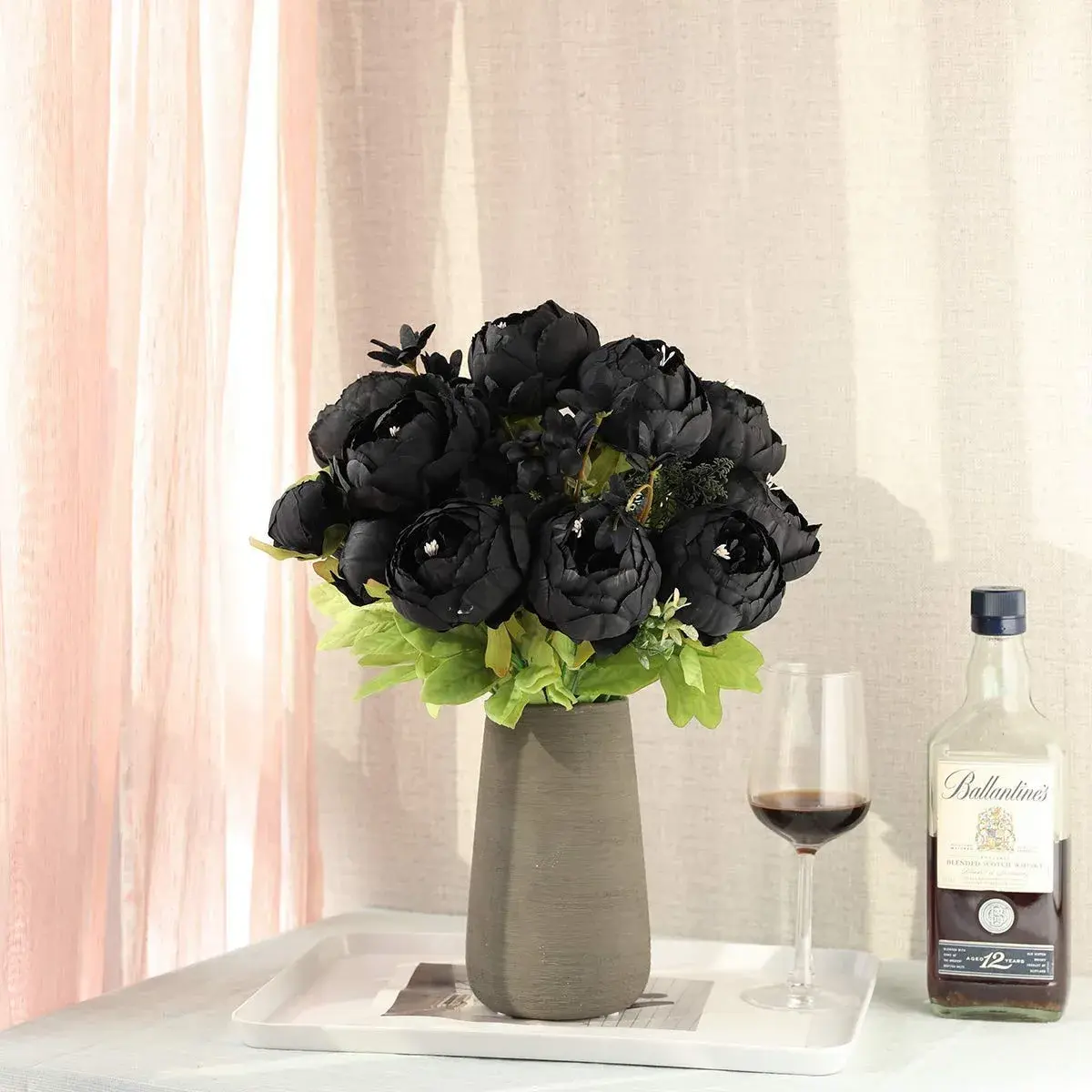 Higfra Black 25pcs Artificial Foam Roses with Stems | Realistic Look for DIY Bouquets & Decor - view 5