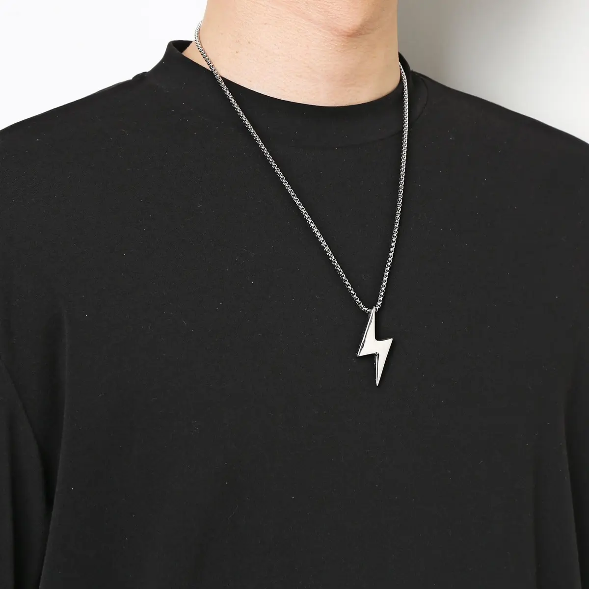 AsAlways Lightning Bolt Necklace for Men, with 22"+2" Rolo Chain | Strength & Power Accessory - view 3