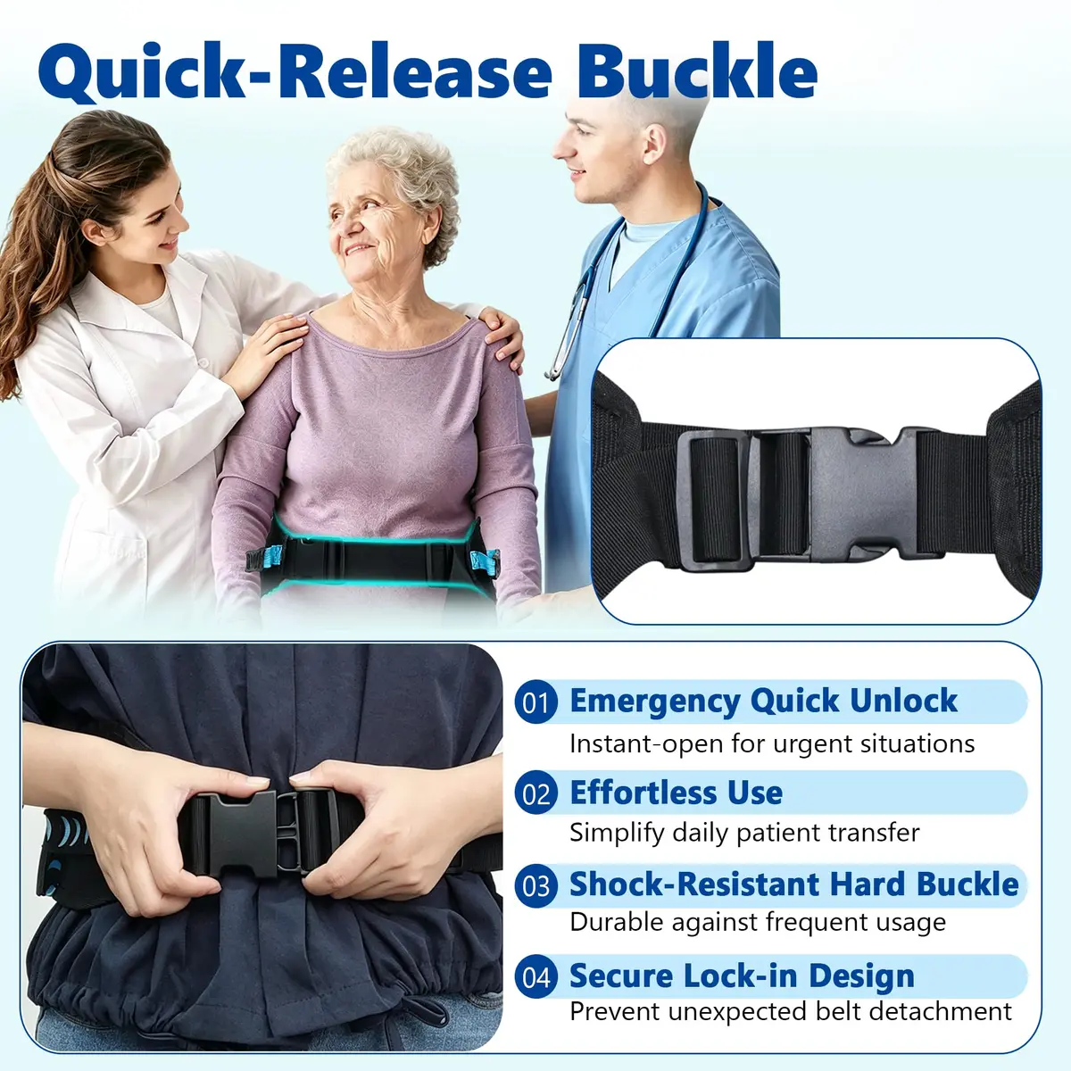 BRMDT Gait Belt for Seniors 31.5-54in | Adjustable Safety Belt with Handles - view 4