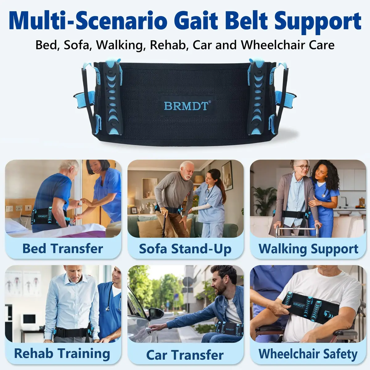 BRMDT Gait Belt for Seniors 31.5-54in | Adjustable Safety Belt with Handles - view 6