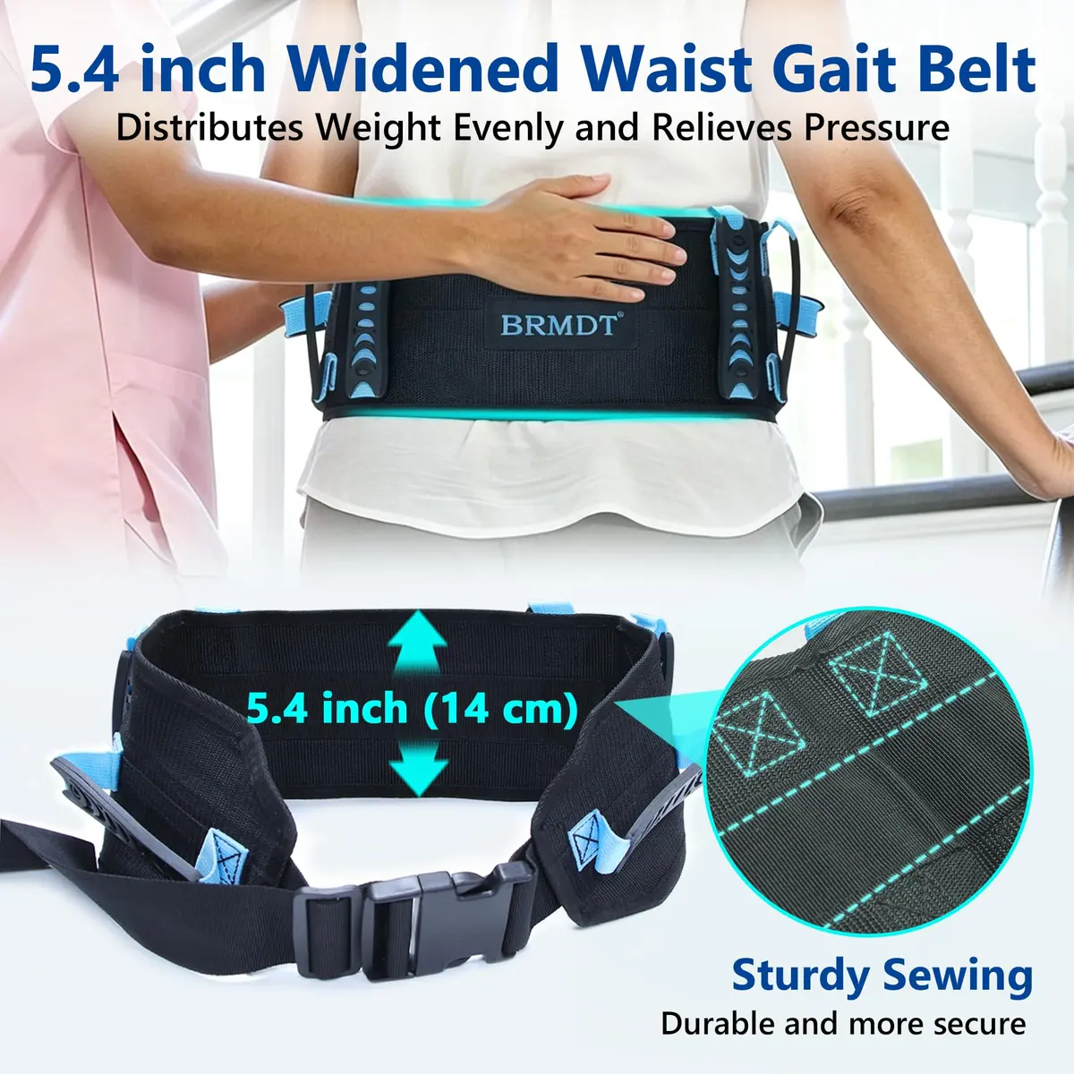 BRMDT Gait Belt for Seniors 31.5-54in | Adjustable Safety Belt with Handles - view 2