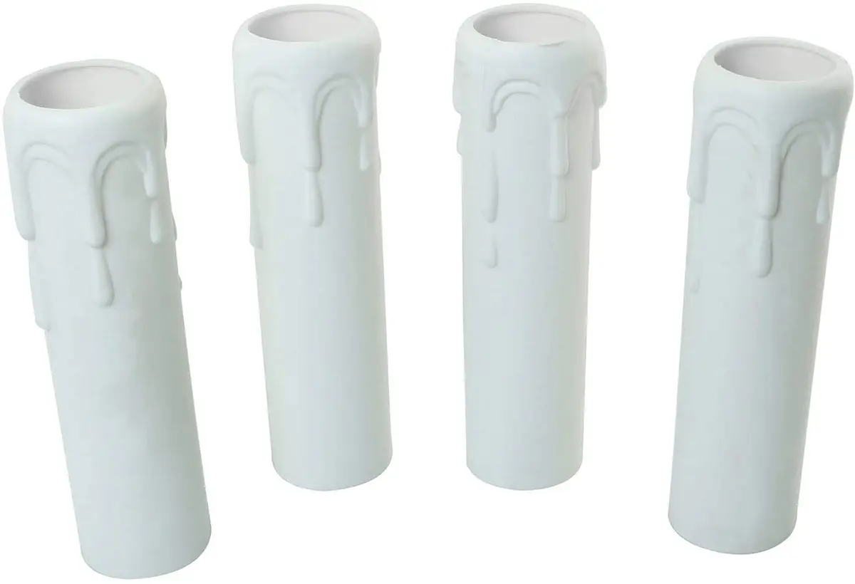 Longdex E12 Candelabra Base Sleeves 25x100mm (1x4 Inch) White Antique Candle Light Sockets 12-Pack | Realistic Wax Bead Effect - view 2