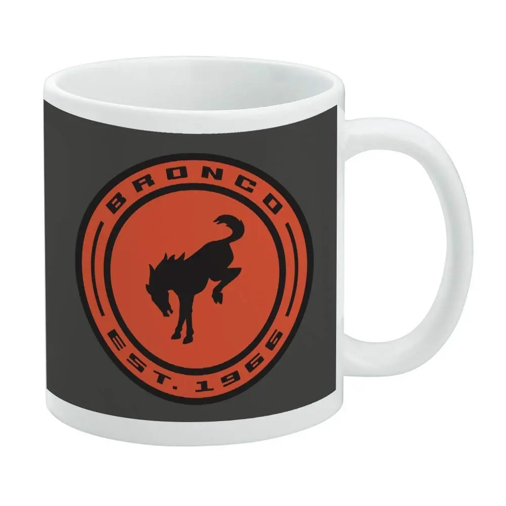 GRAPHICS & MORE Ford Bronco 11oz Ceramic Coffee Mug | Distressed Round Badge Design, White - main product image