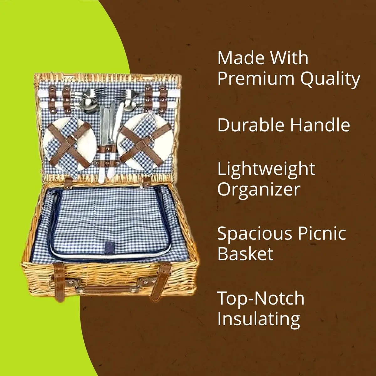 Nature Gear Picnic Basket, Wicker Set for 4 | Insulated & Stylish Outdoor Carry - view 8