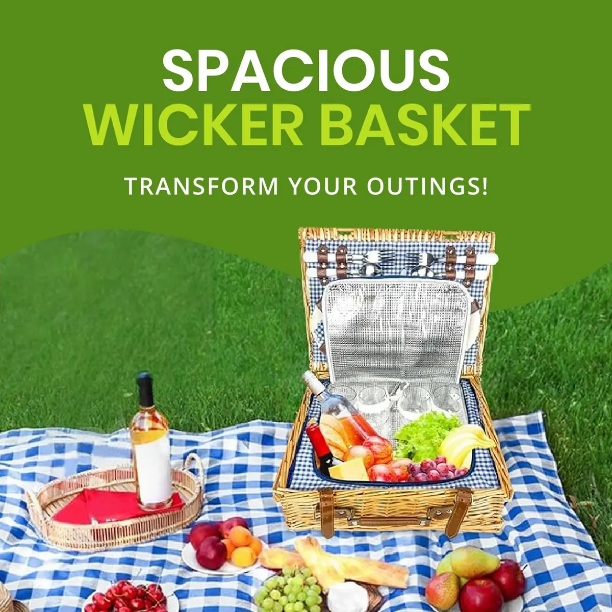 Nature Gear Picnic Basket, Wicker Set for 4 | Insulated & Stylish Outdoor Carry - view 5