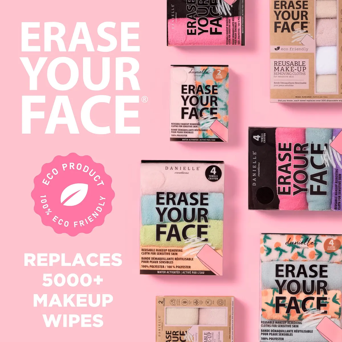 Erase Your Face Make-up Removing Cloths | Reusable Microfiber Cloths for All Skin Types - view 6