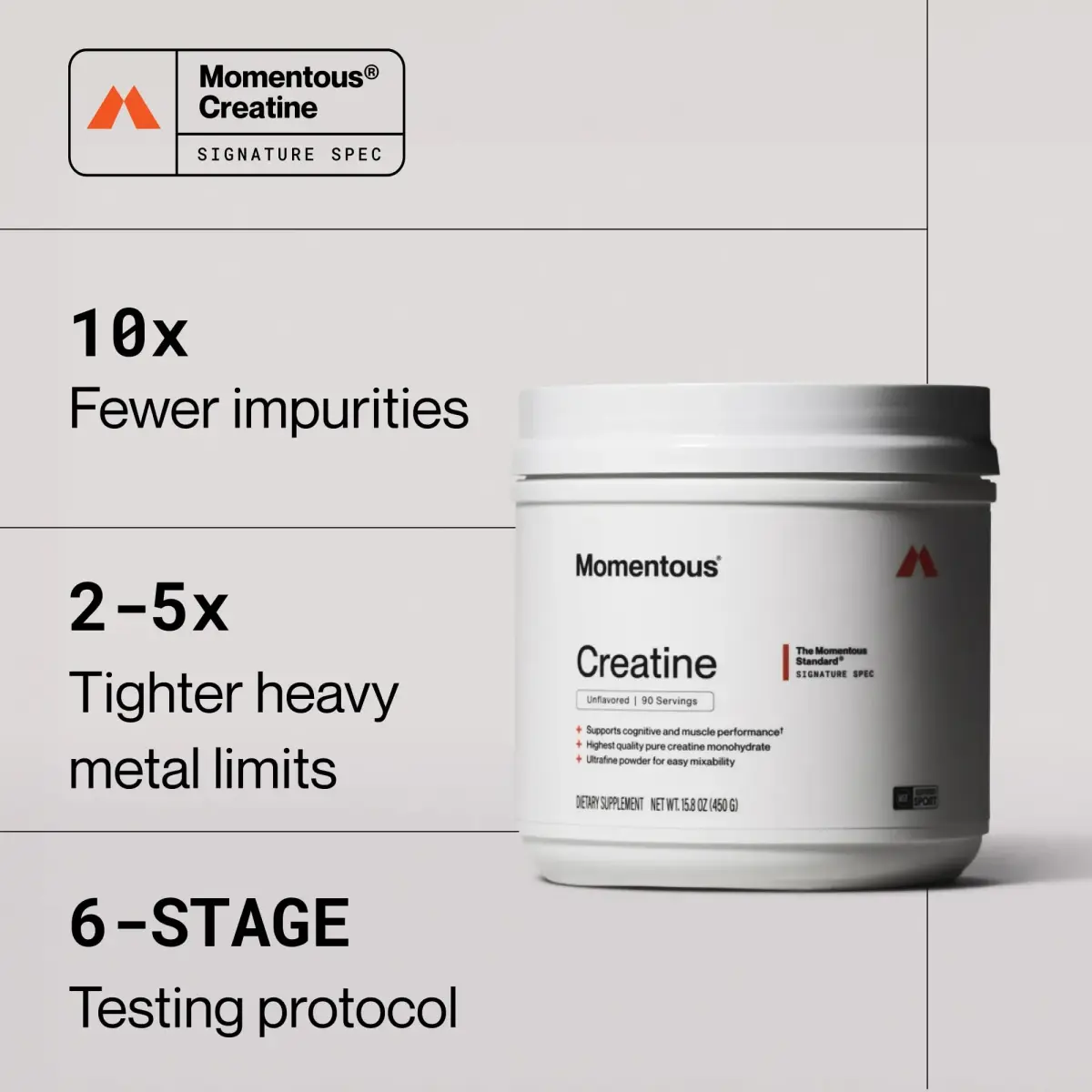 Momentous Creatine Monohydrate Powder 90 Servings (15.8 oz) | NSF Certified for Sport & Muscle Growth - view 3