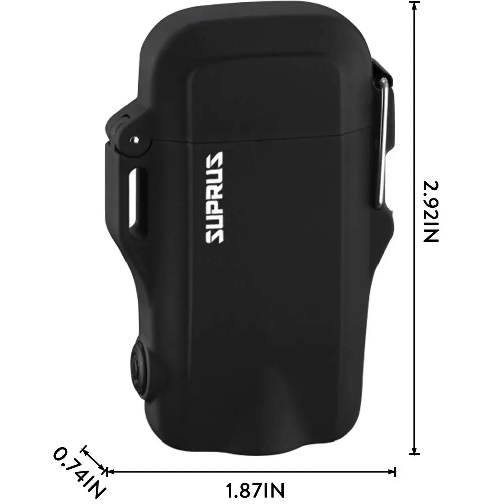 SUPRUS Waterproof Dual Arc Electric Lighter with Flashlight & Whistle Lanyard | Windproof Rechargeable Plasma Lighter - main product image