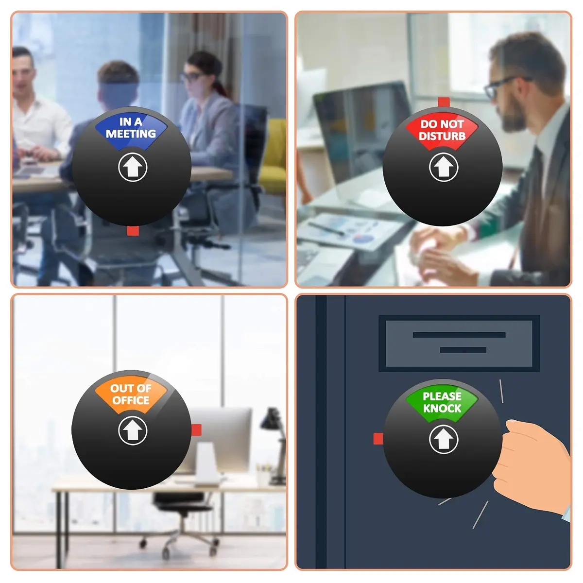 LoYinLo Do Not Disturb Sign, 5 inch Round Black Acrylic | 4-State Office Privacy Slider - view 7