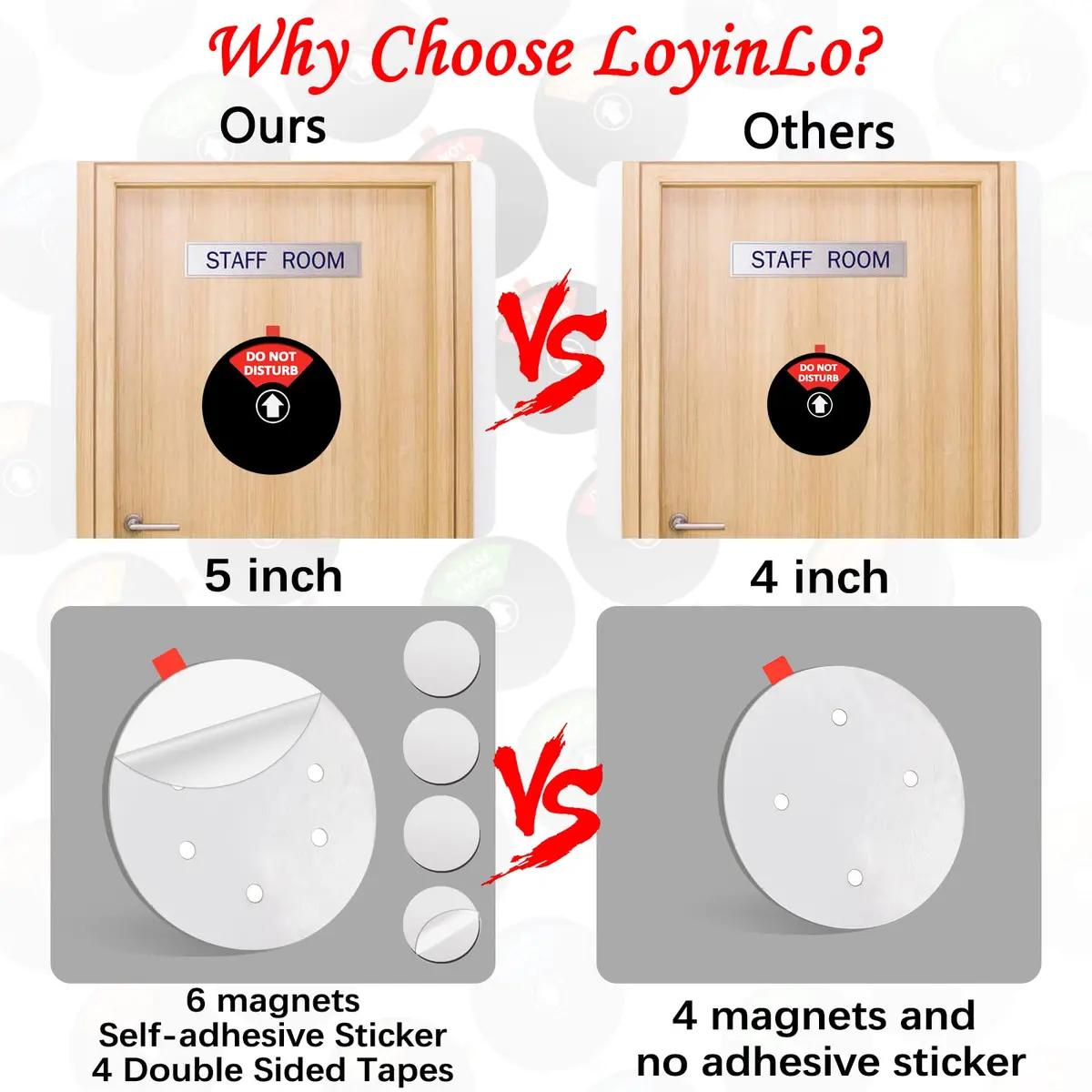 LoYinLo Do Not Disturb Sign, 5 inch Round Black Acrylic | 4-State Office Privacy Slider - view 2