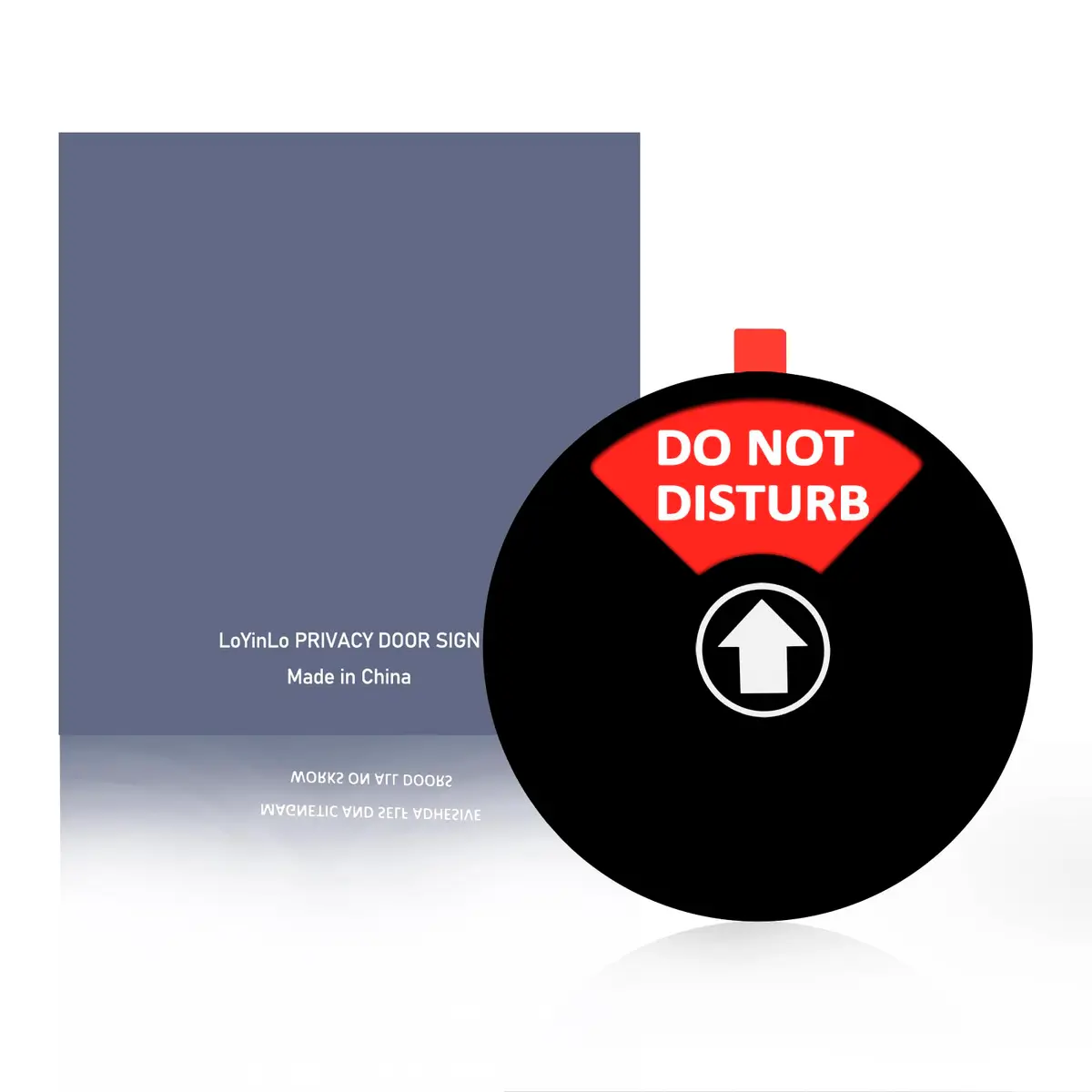 LoYinLo Do Not Disturb Sign, 5 inch Round Black Acrylic | 4-State Office Privacy Slider - view 4
