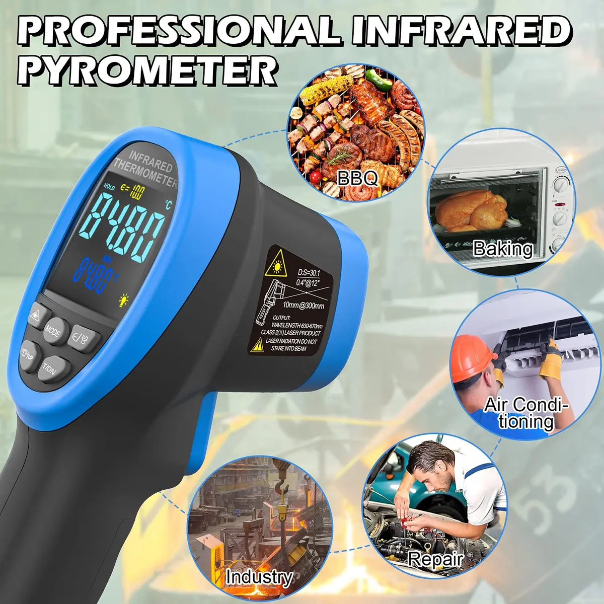 BTMETER BT-1500C Infrared Thermometer -58℉ to 2732℉ | Non Contact Laser IR Gun - view 4
