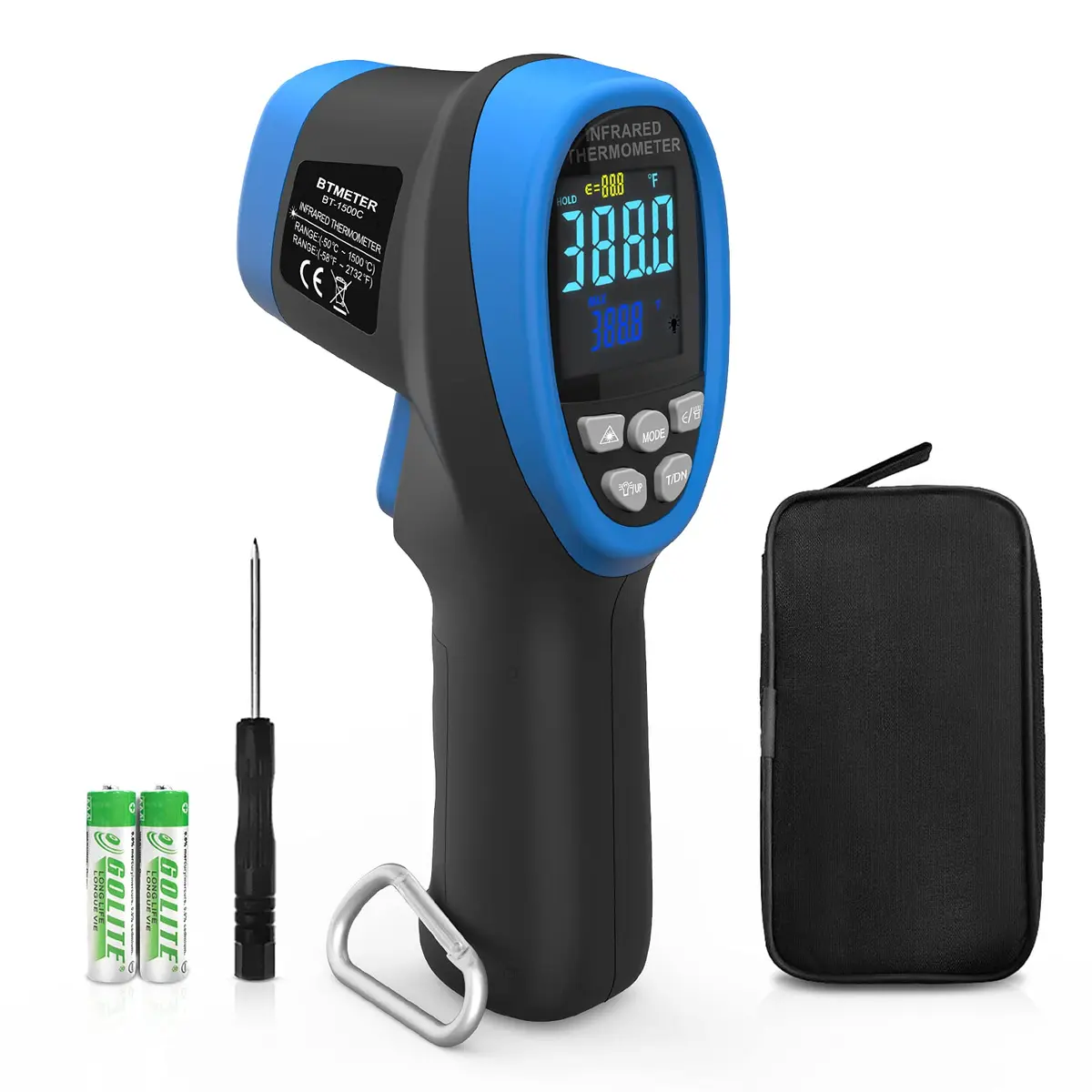 BTMETER BT-1500C Infrared Thermometer -58℉ to 2732℉ | Non Contact Laser IR Gun - main product image