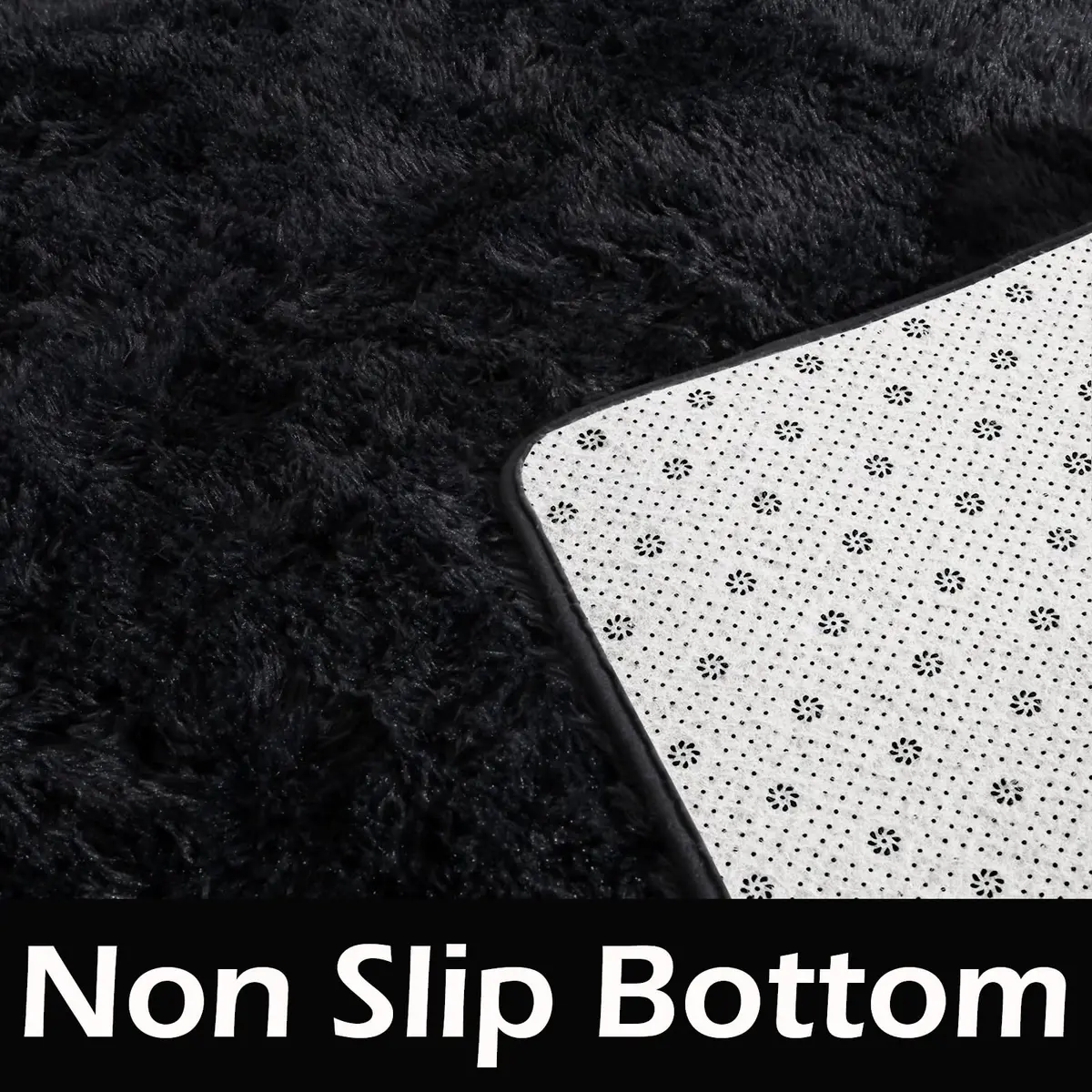 HOMORE Black Rug for Bedroom 4x6 | Fluffy Non Slip Area Rug for Kids Room - view 5