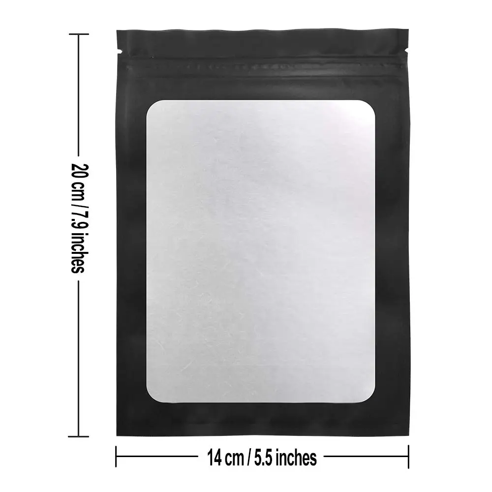 STUs 100 Pack Mylar Bags 5.5 x 7.9 Inch Resealable Smell Proof Bags with Clear Window Foil - view 2