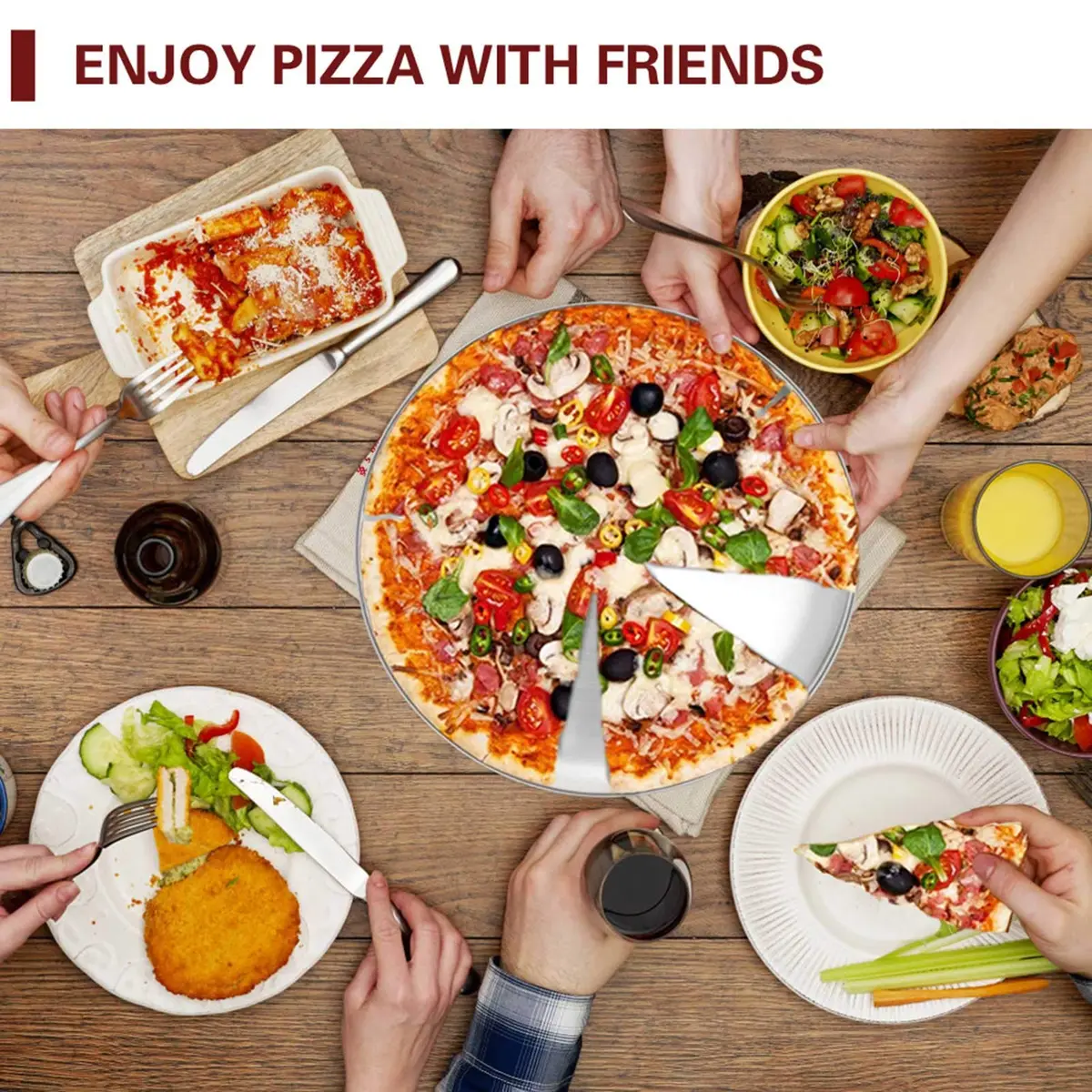 TeamFar 12 Inch Pizza Pan | Stainless Steel Baking Tray Set of 4 | Rust-Resistant & Dishwasher Safe - view 6