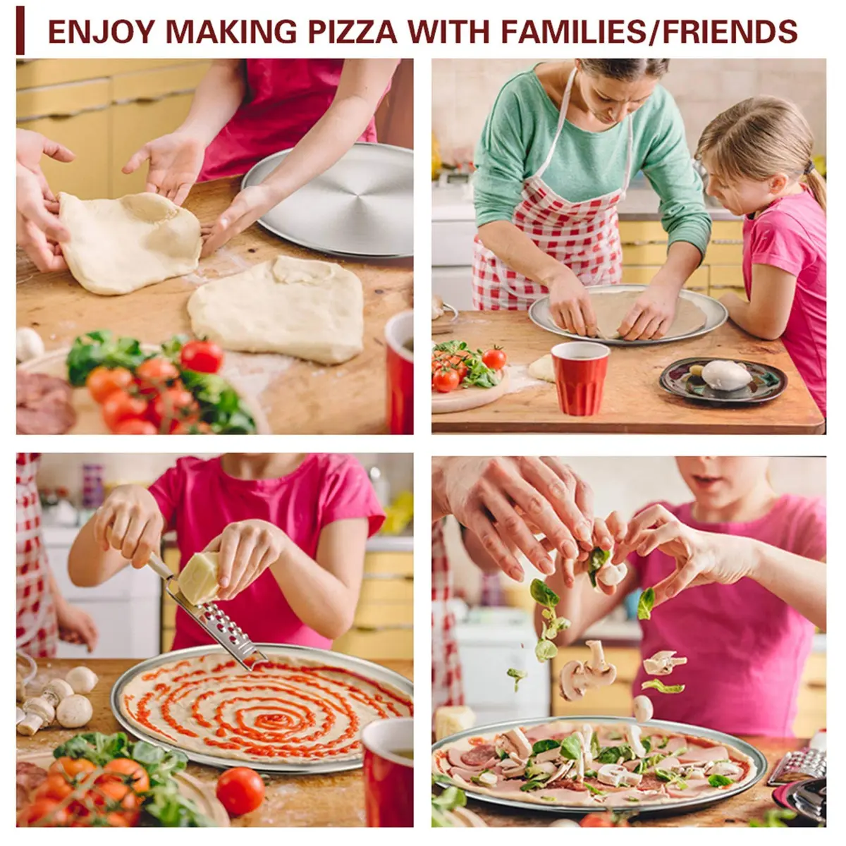 TeamFar 12 Inch Pizza Pan | Stainless Steel Baking Tray Set of 4 | Rust-Resistant & Dishwasher Safe - view 4