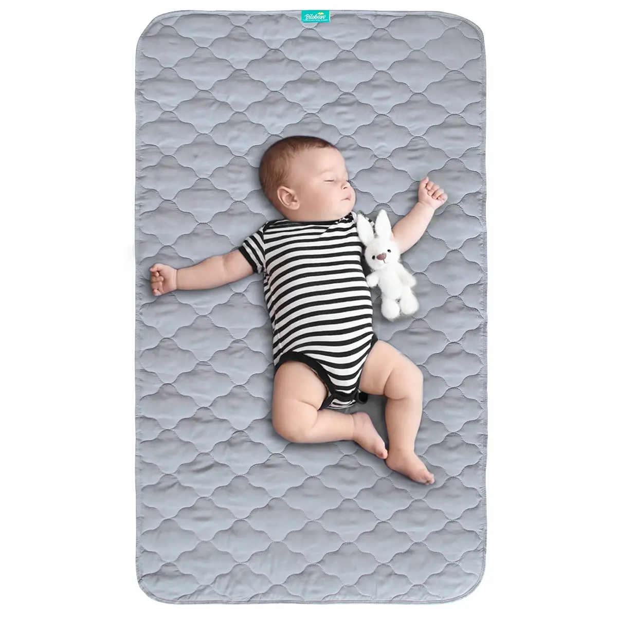 Biloban Waterproof Crib Mattress Protector 52x28 Inch (132x71 cm) | Breathable Quilted Pad for Indian Nurseries - main product image