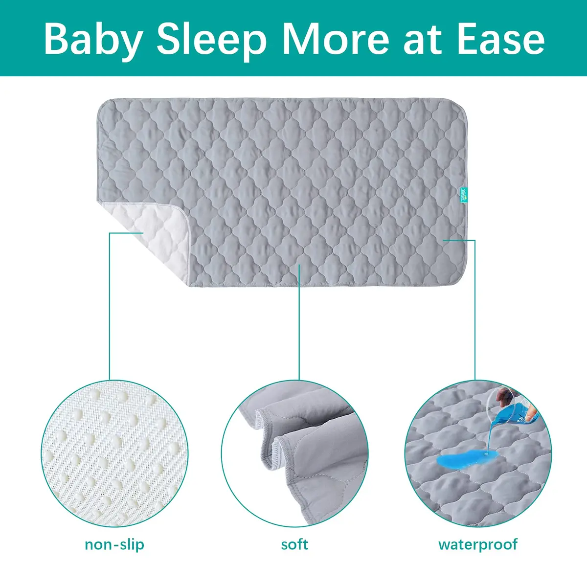 Biloban Waterproof Crib Mattress Protector 52x28 Inch (132x71 cm) | Breathable Quilted Pad for Indian Nurseries - view 2