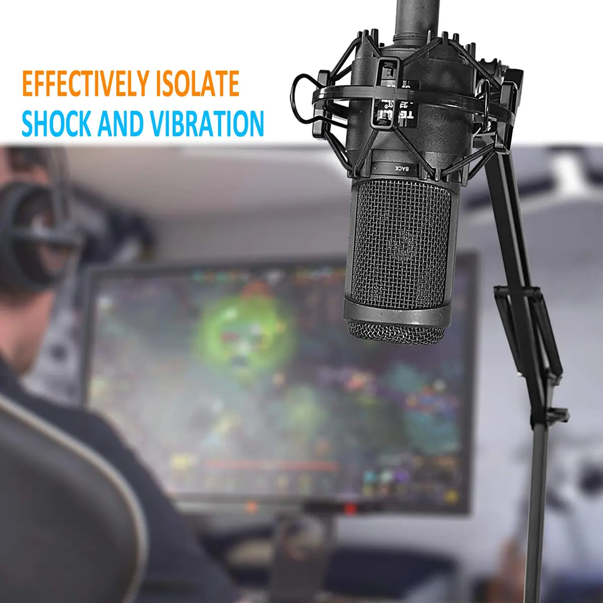 SUNMON Shock Mount for Microphones 1.9"-2.0" | Vibration Noise Reduction for Audio Technica AT2020 - view 3