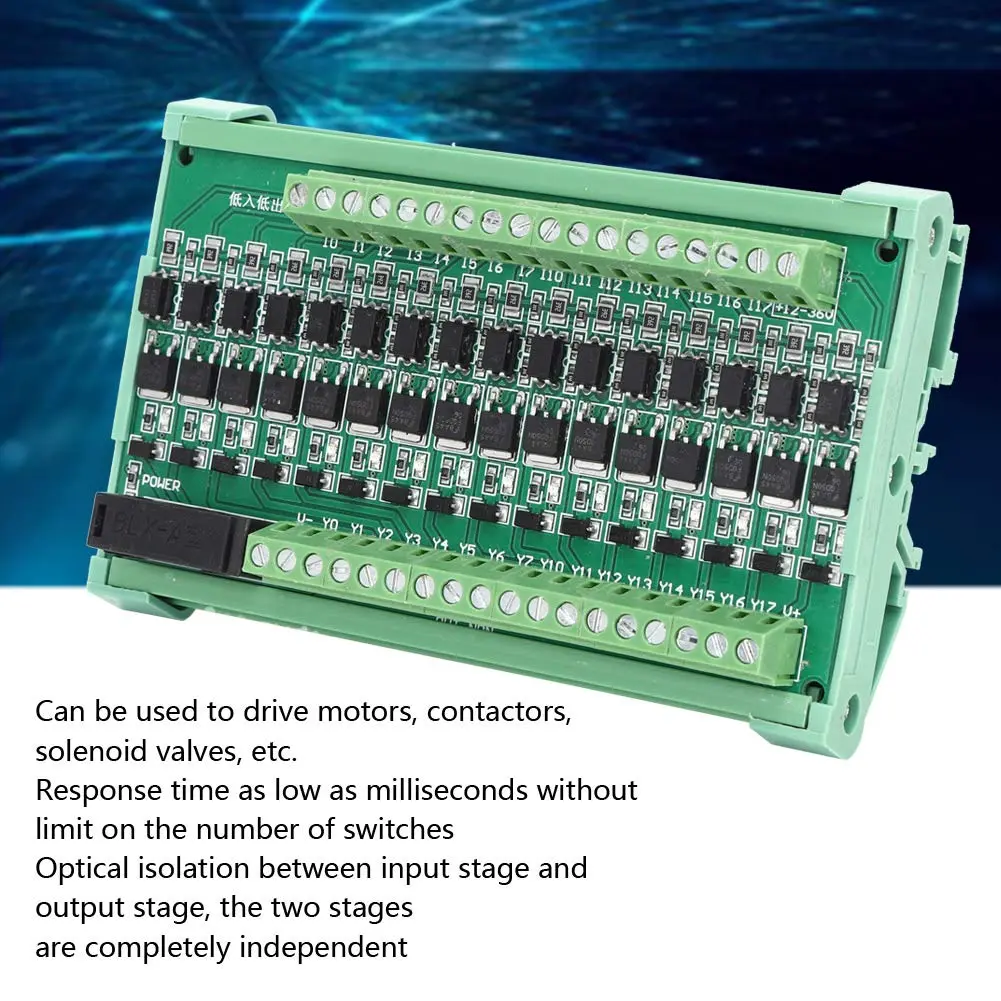 Jectse 16-Channel PLC Amplifier Board 12-36VDC (16 Channels) | Photoelectric Isolation for Industrial Control - view 5