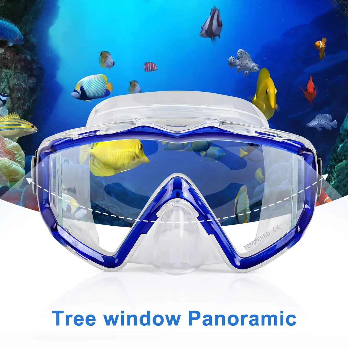 EXP VISION Pano 3 Panoramic View Diving Mask, Tempered Glass Lens Scuba Snorkeling Dive Mask 280g (9.88 oz) | Wide View for Freediving - view 5