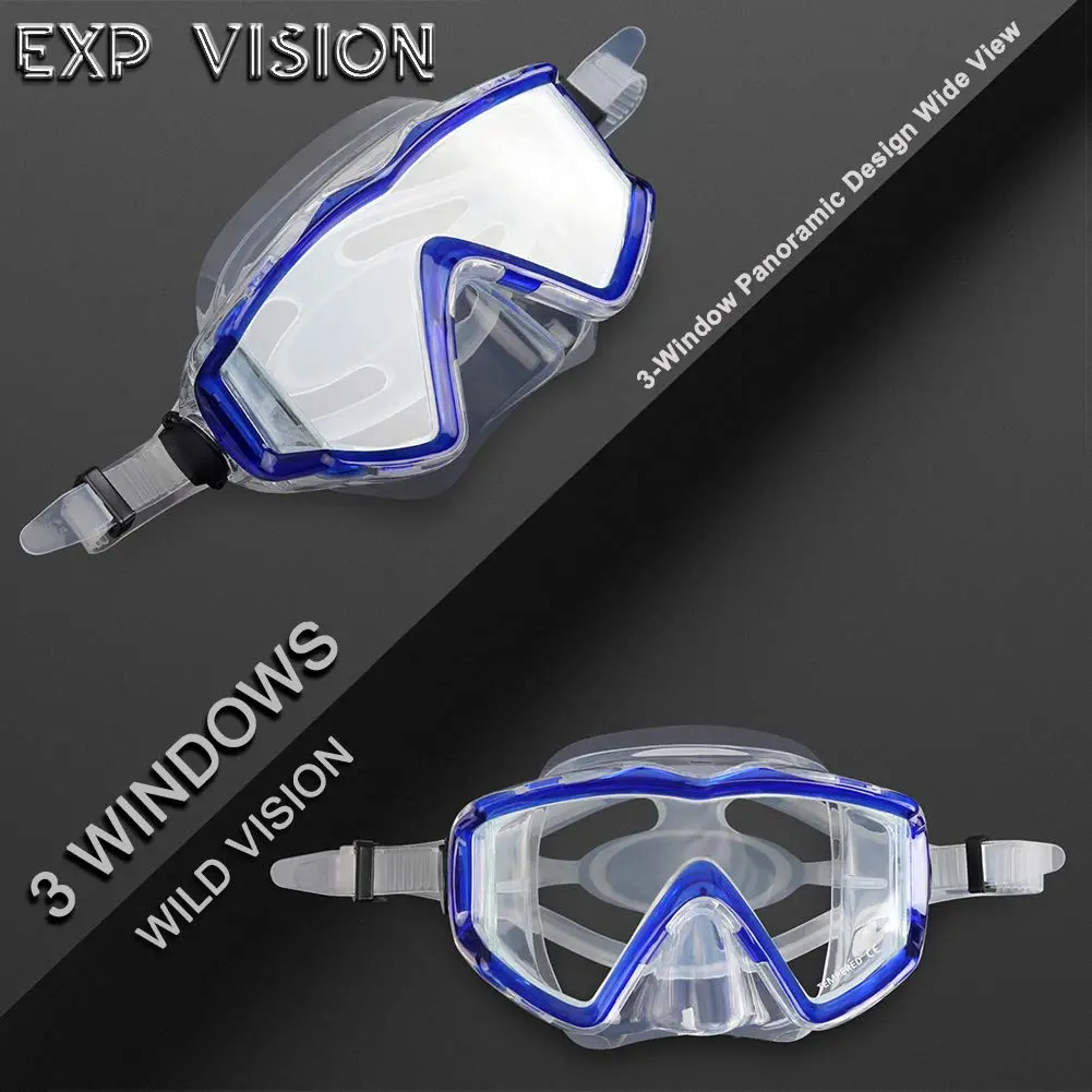 EXP VISION Pano 3 Panoramic View Diving Mask, Tempered Glass Lens Scuba Snorkeling Dive Mask 280g (9.88 oz) | Wide View for Freediving - view 4