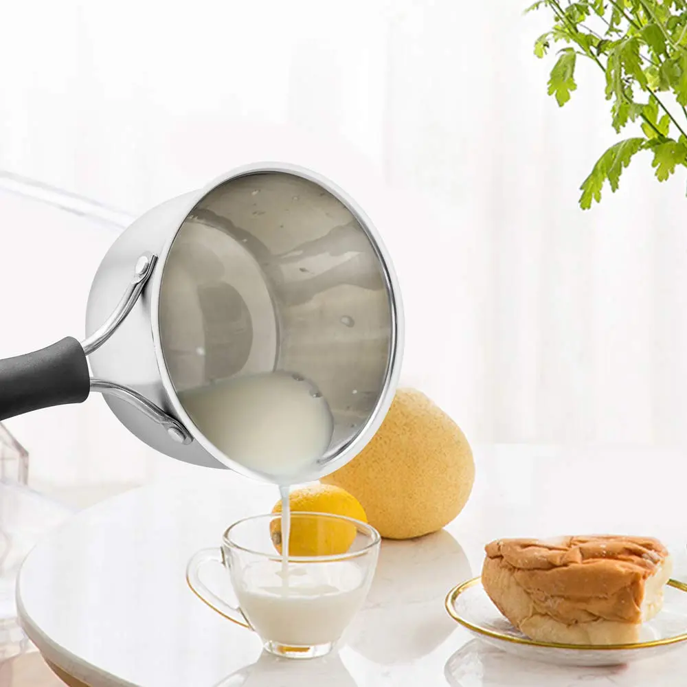 TeamFar 2 Quart Stainless Steel Saucepan with Lid | 1.89 L (2 qt) Milk Pot for Small Batches - view 4