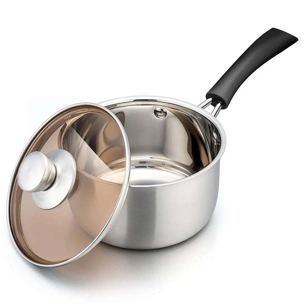 TeamFar 2 Quart Stainless Steel Saucepan with Lid | 1.89 L (2 qt) Milk Pot for Small Batches - main product image