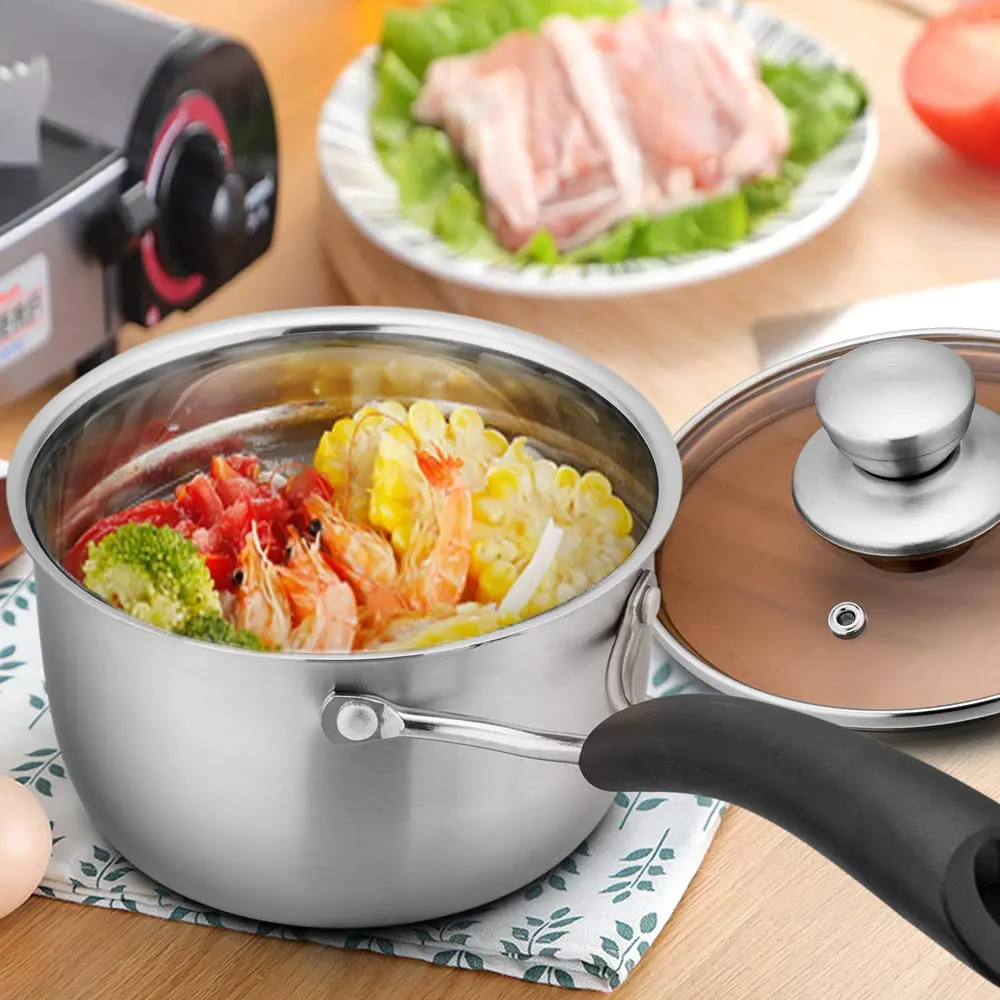 TeamFar 2 Quart Stainless Steel Saucepan with Lid | 1.89 L (2 qt) Milk Pot for Small Batches - view 7
