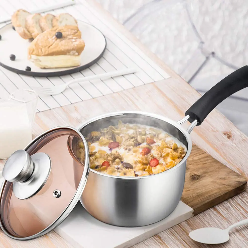 TeamFar 2 Quart Stainless Steel Saucepan with Lid | 1.89 L (2 qt) Milk Pot for Small Batches - view 3