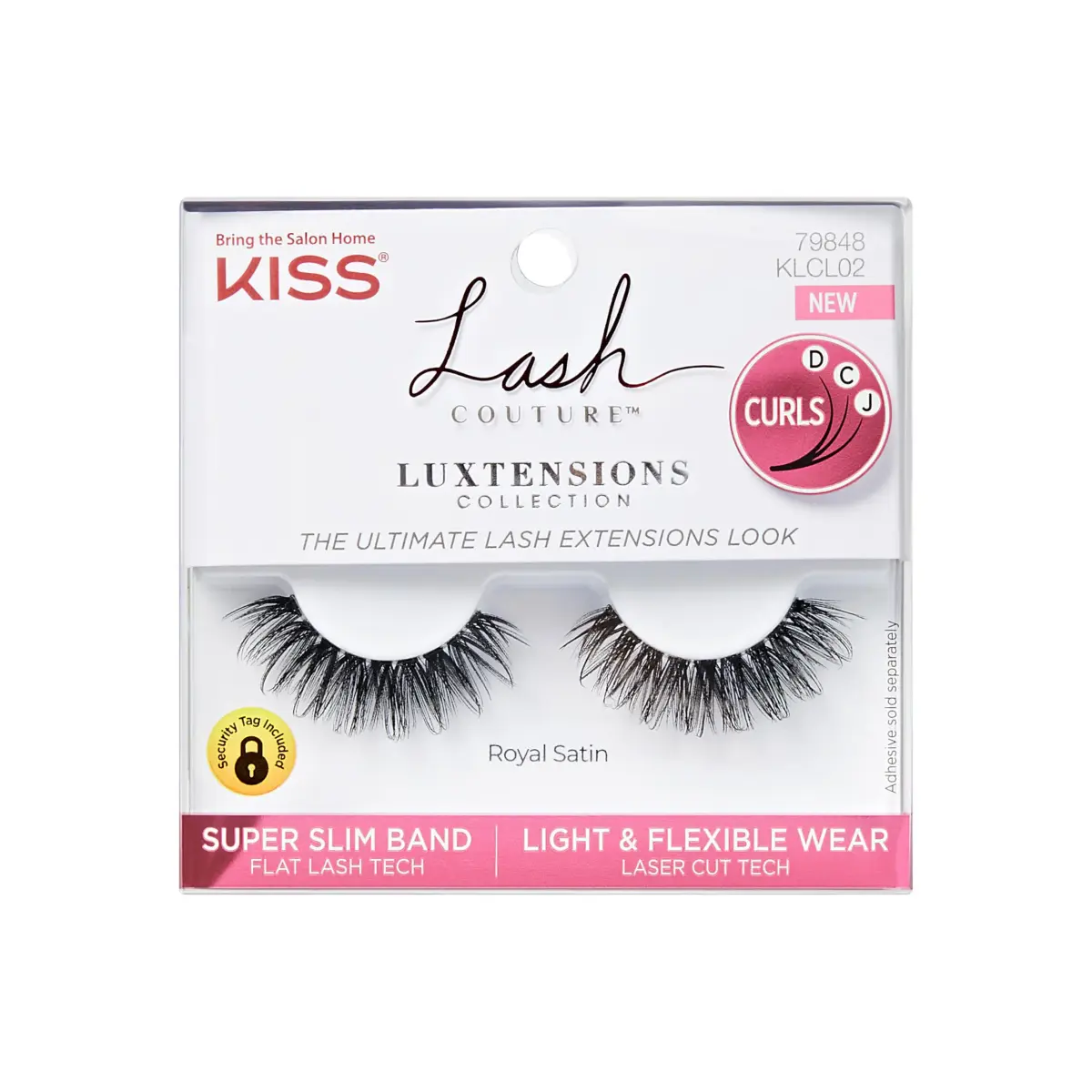 KISS Lash Couture LuXtensions False Eyelashes, Royal Satin, 1 Pair, 10mm Flat Lash | Natural Look Reusable D/C/J Curl Mix - main product image