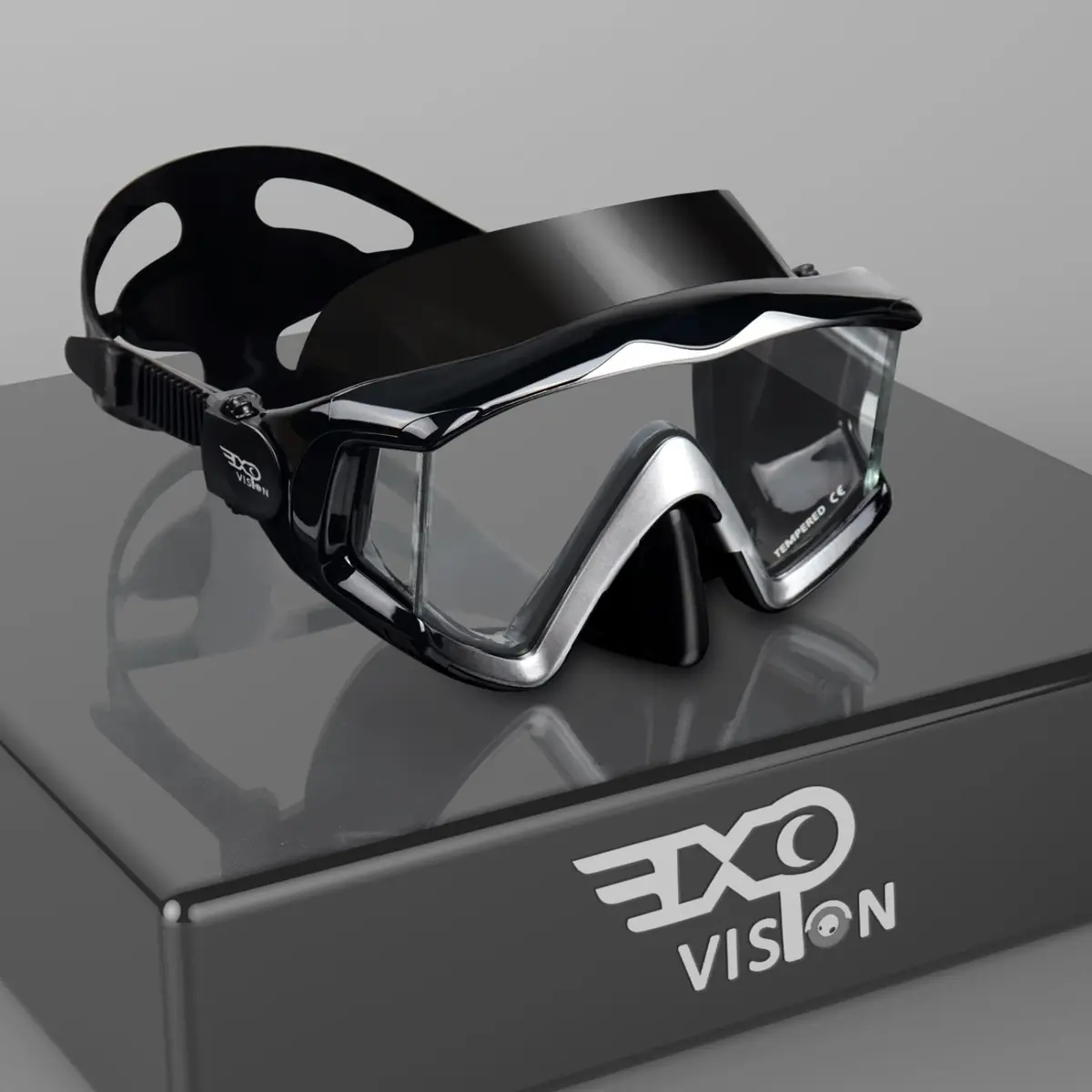 EXP VISION Pano 3 Window Scuba Diving Mask, Tempered Glass Snorkel Mask 260 ml (0.26 kg) | Wide View Anti-Fog Swim Mask - main product image