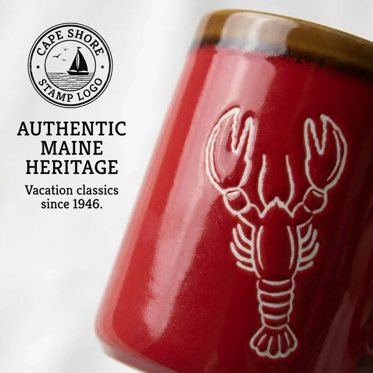 Cape Shore 18oz Hand Glazed Stoneware Mug with Lobster Design | Nautical Coffee Mug for Daily Use - view 5