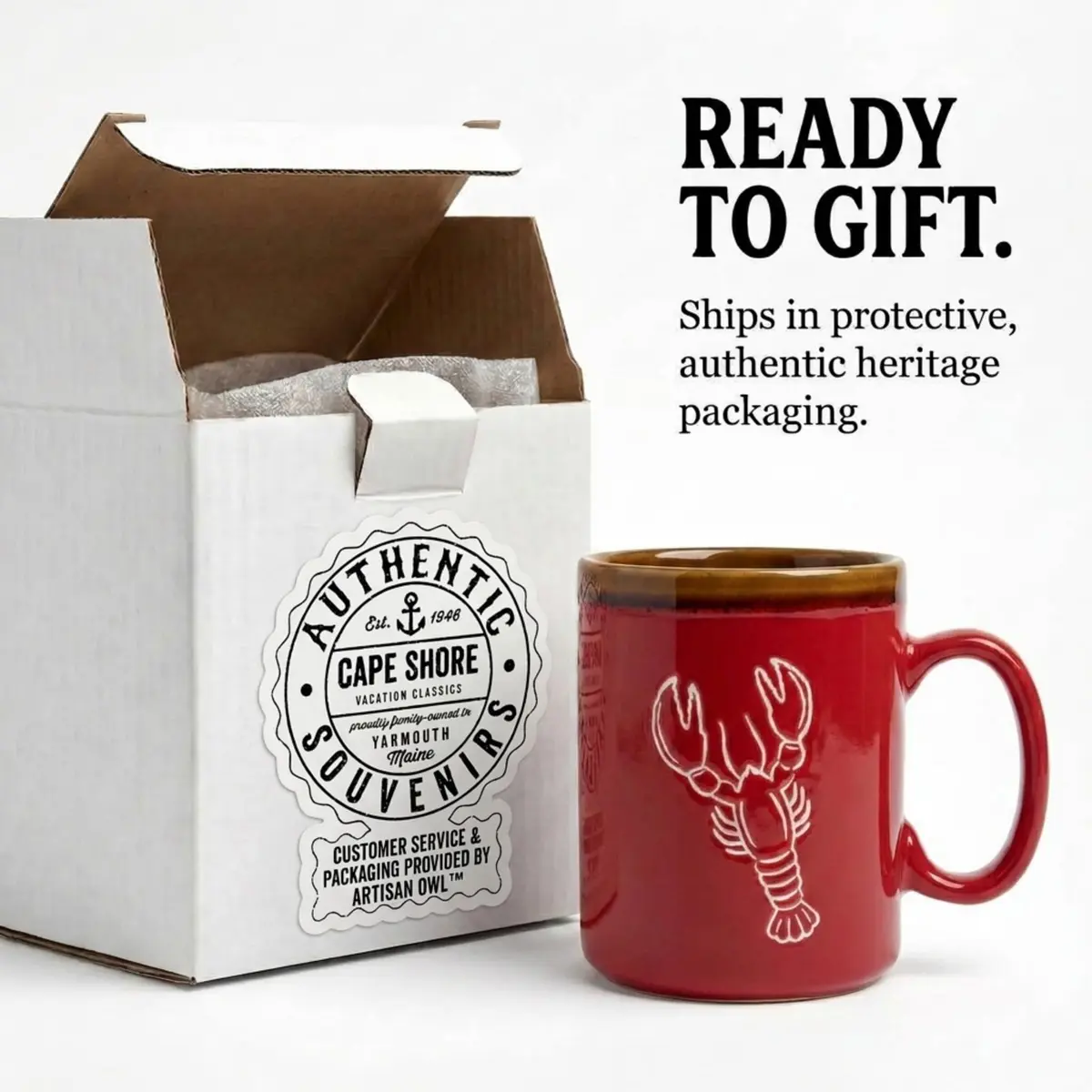 Cape Shore 18oz Hand Glazed Stoneware Mug with Lobster Design | Nautical Coffee Mug for Daily Use - view 7