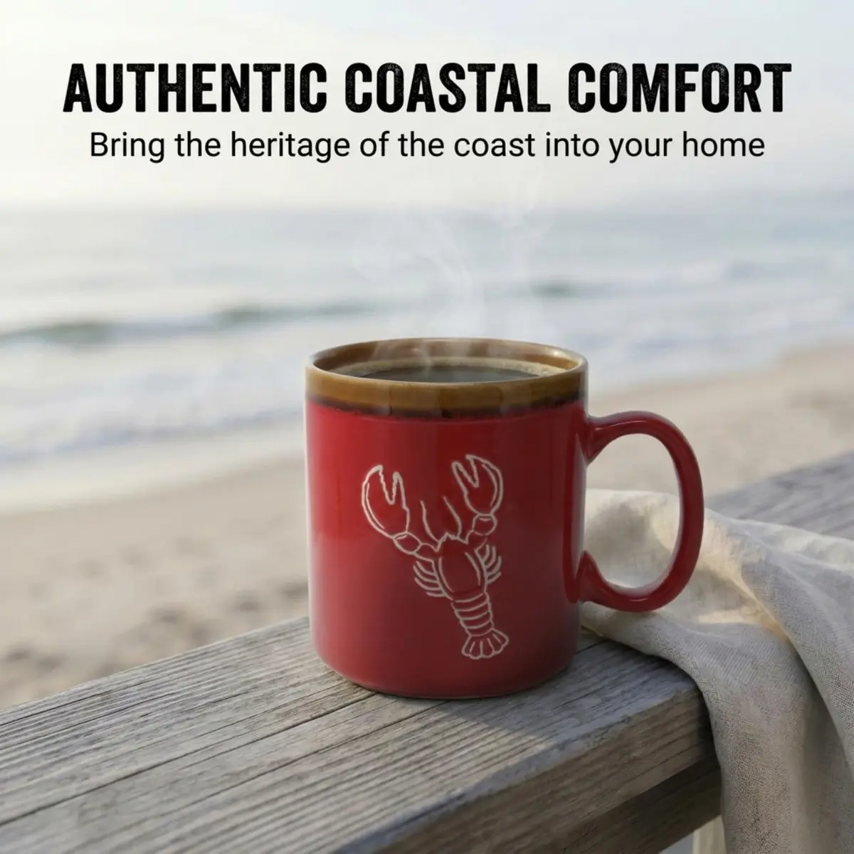 Cape Shore 18oz Hand Glazed Stoneware Mug with Lobster Design | Nautical Coffee Mug for Daily Use - view 2