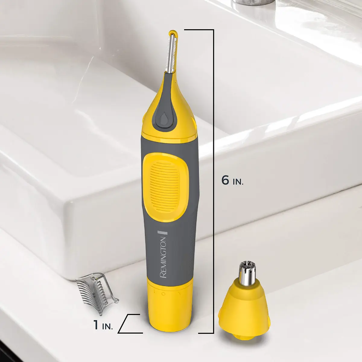 Remington Virtually Indestructible Nose, Ear & Brow Trimmer, Yellow, NE3871 | Waterproof, Rechargeable, Stainless Steel Blades - view 7