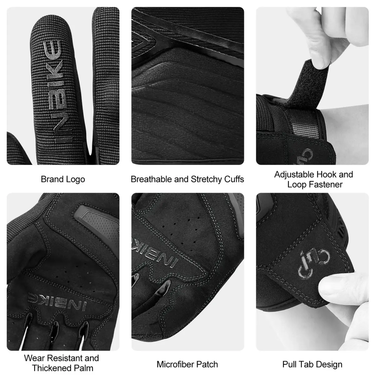 INBIKE Breathable Mesh Motorcycle Gloves with Touchscreen, TPR Palm Pad, Black X-Large | Grips & Protects - view 5