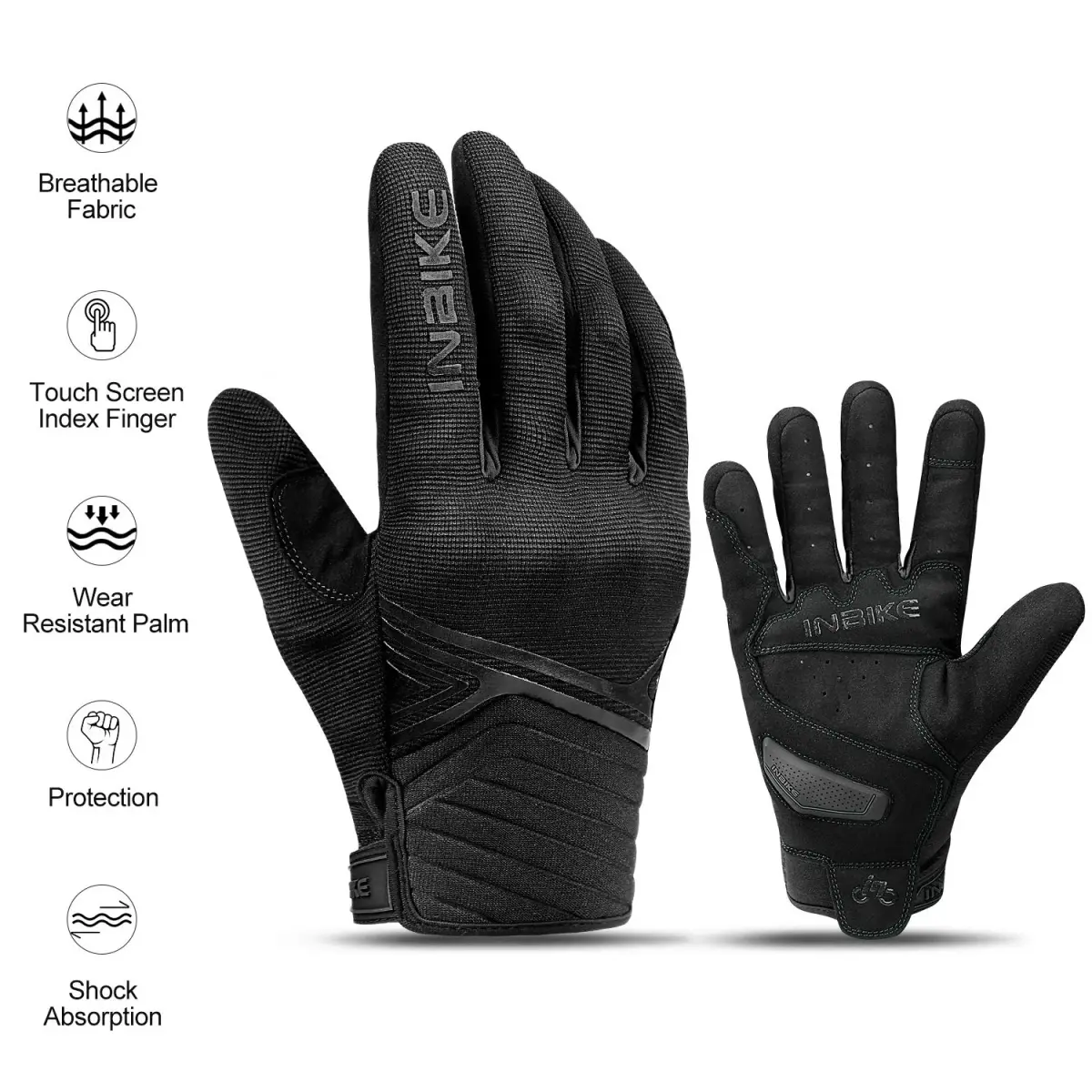 INBIKE Breathable Mesh Motorcycle Gloves with Touchscreen, TPR Palm Pad, Black X-Large | Grips & Protects - view 7