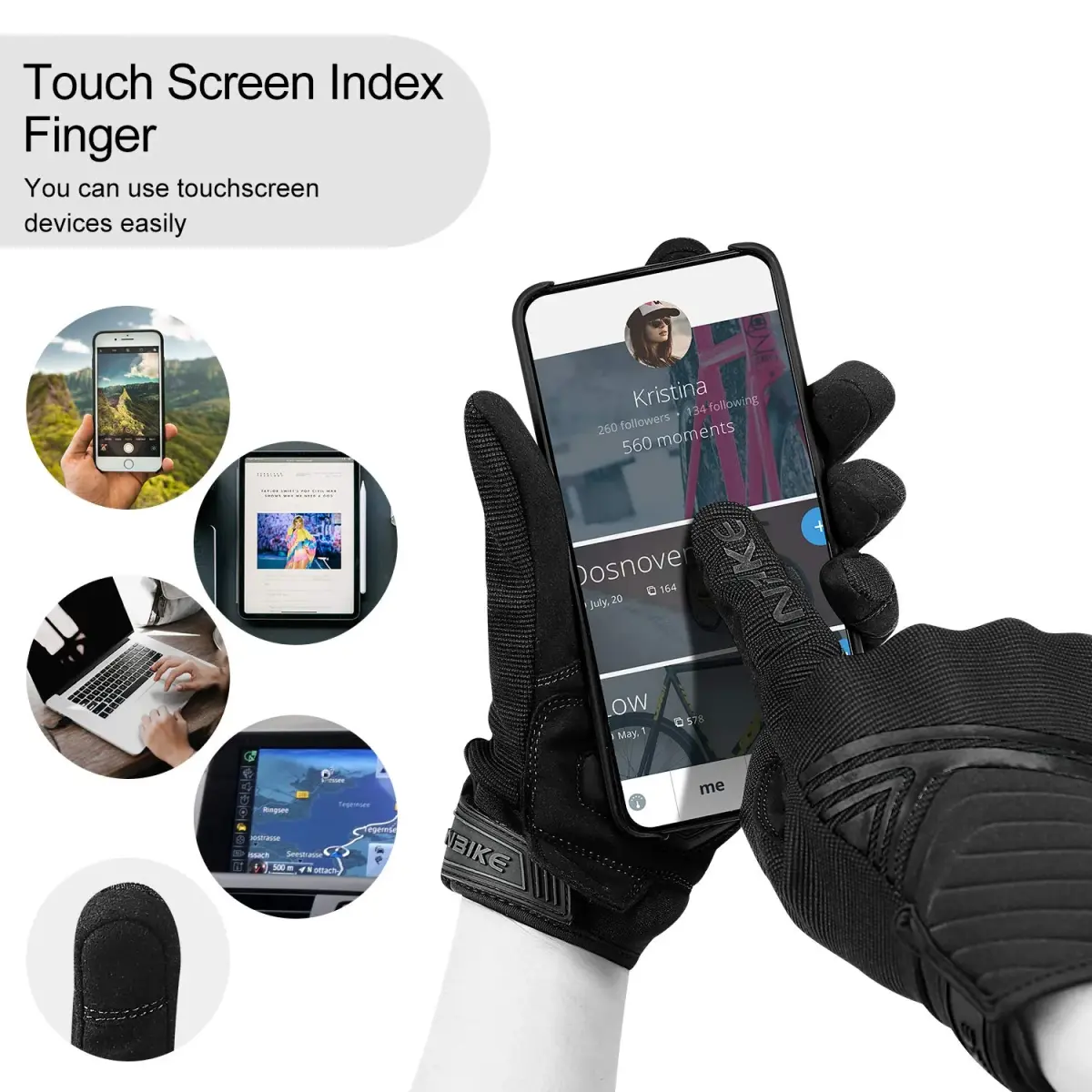 INBIKE Breathable Mesh Motorcycle Gloves with Touchscreen, TPR Palm Pad, Black X-Large | Grips & Protects - view 4