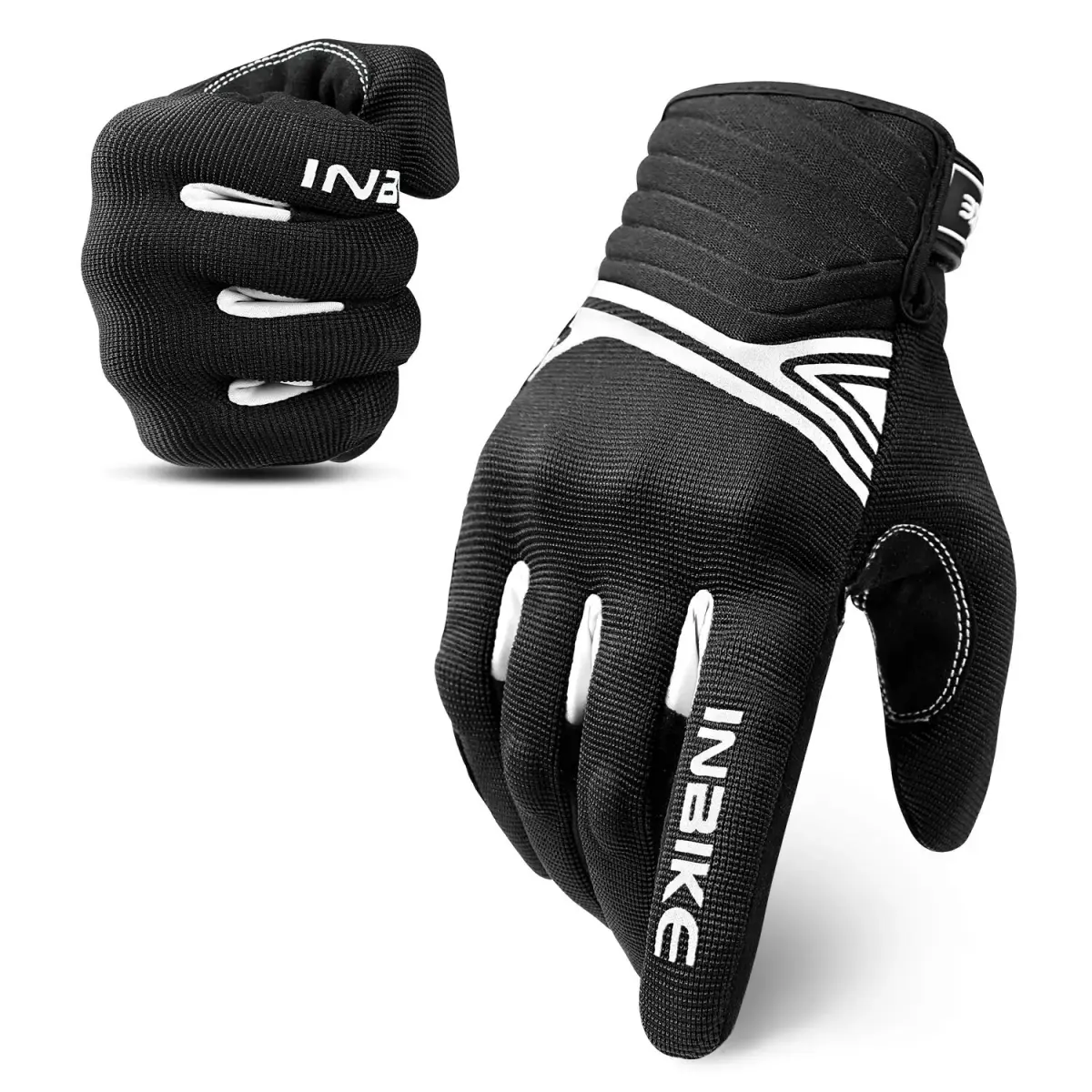 INBIKE Breathable Mesh Motorcycle Riding Gloves with Touchscreen & TPR Palm Pad, Black/White, Small | Lightweight & Flexible for Summer - main product image