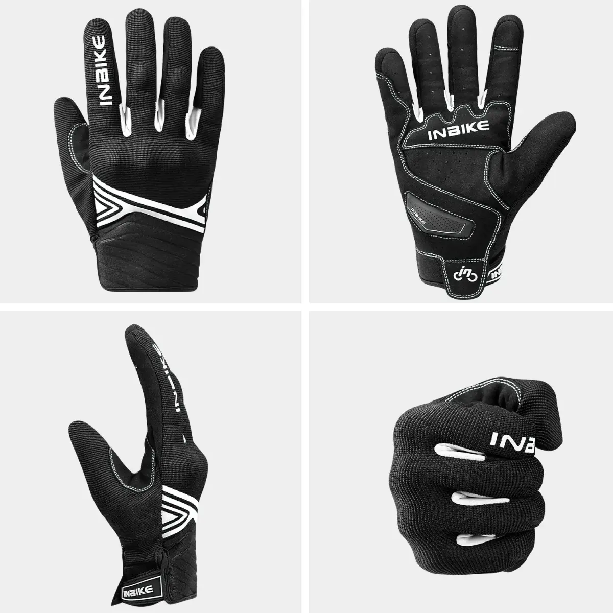 INBIKE Breathable Mesh Motorcycle Riding Gloves with Touchscreen & TPR Palm Pad, Black/White, Small | Lightweight & Flexible for Summer - view 6
