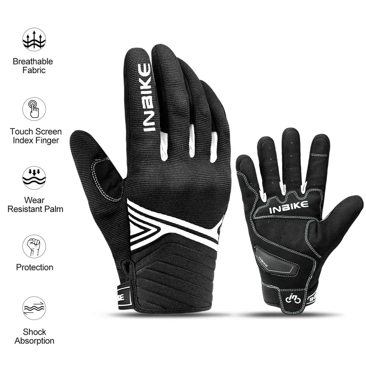 INBIKE Breathable Mesh Motorcycle Riding Gloves with Touchscreen & TPR Palm Pad, Black/White, Small | Lightweight & Flexible for Summer - view 7