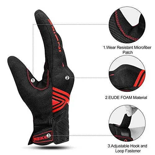 INBIKE Red Large Breathable Mesh Motorcycle Gloves with TPR Palm Pad & Touchscreen for Indian Roads - view 3