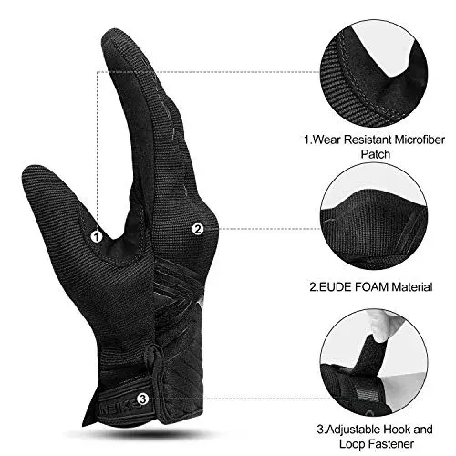 INBIKE Black XX-Large Breathable Mesh Motorcycle Gloves with TPR Palm Pad & Touchscreen - view 3