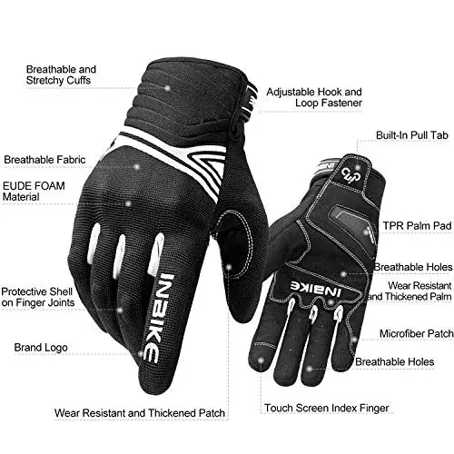 INBIKE White Breathable Mesh Motorcycle Gloves with TPR Palm Pad & Touchscreen - X-Large - view 2