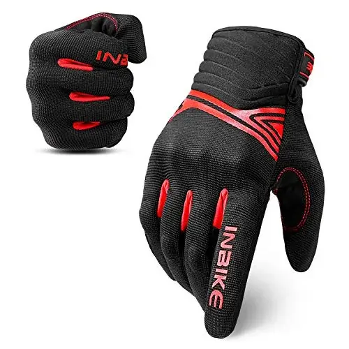 INBIKE Red Medium Motorcycle Gloves: Breathable Mesh with TPR Palm Pad & Touchscreen - main product image