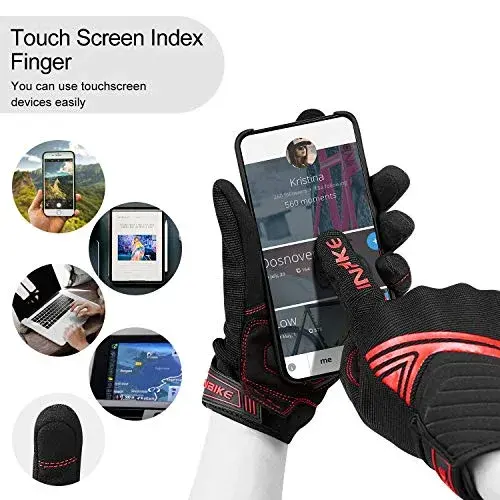 INBIKE Red Medium Motorcycle Gloves: Breathable Mesh with TPR Palm Pad & Touchscreen - view 4